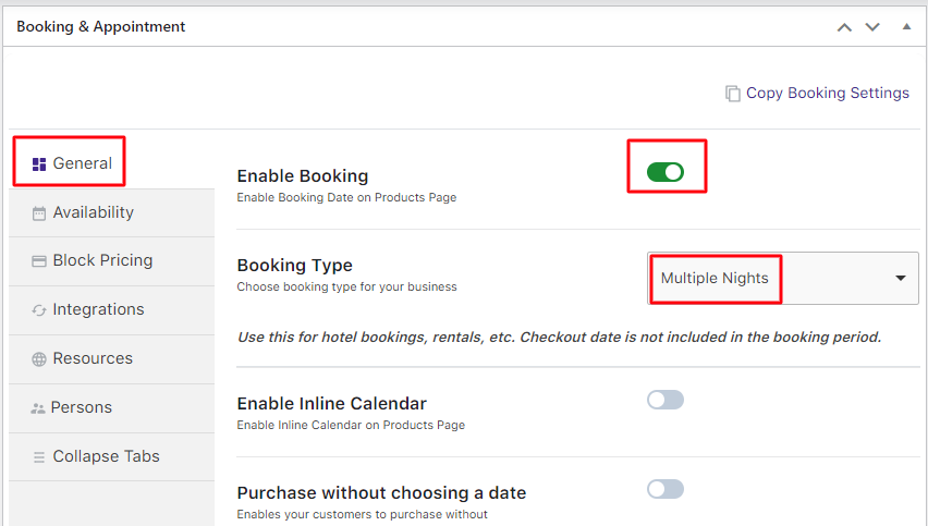 Maximum Nights in the Multiple Nights Booking Type - Tyche Softwares Documentation