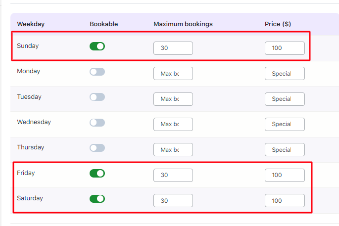 Specific Dates & Recurring Weekdays Booking in the Single Day Booking Type - Tyche Softwares Documentation