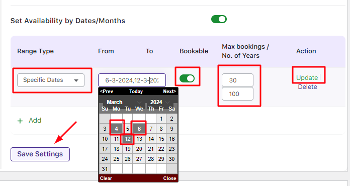 Specific Dates & Recurring Weekdays Booking in the Single Day Booking Type - Tyche Softwares Documentation