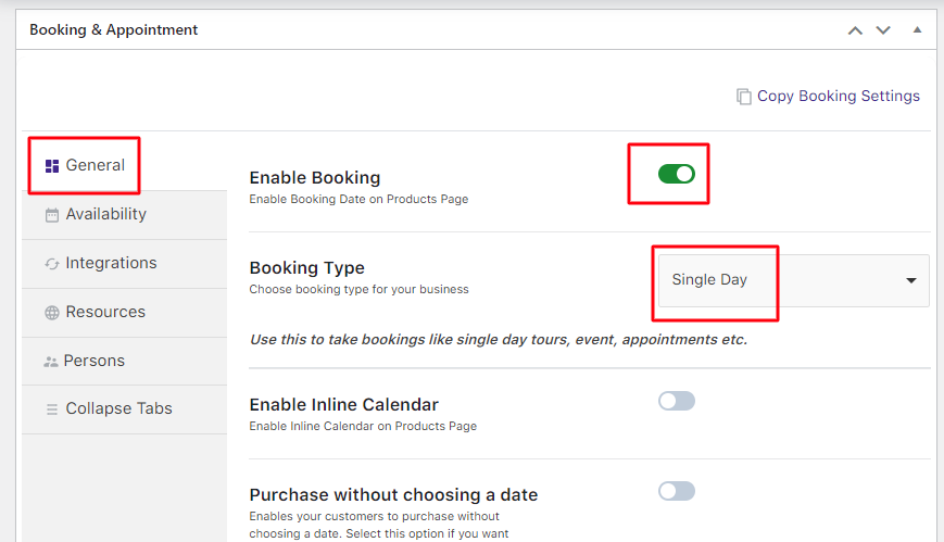 Specific Dates Booking in the Single Day Booking Type - Tyche Softwares Documentation