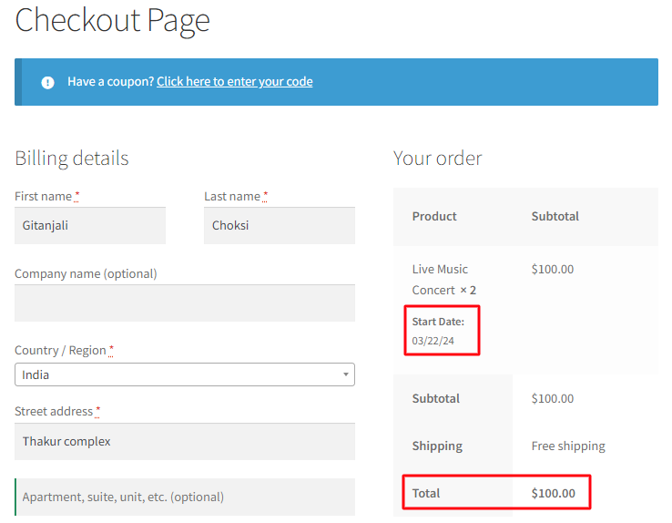 Specific Dates Booking in the Single Day Booking Type - Tyche Softwares Documentation