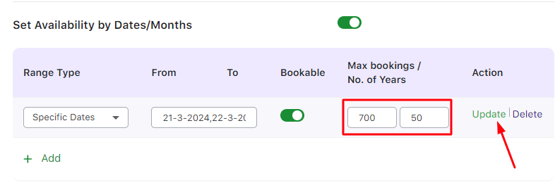 Specific Dates Booking in the Single Day Booking Type - Tyche Softwares Documentation