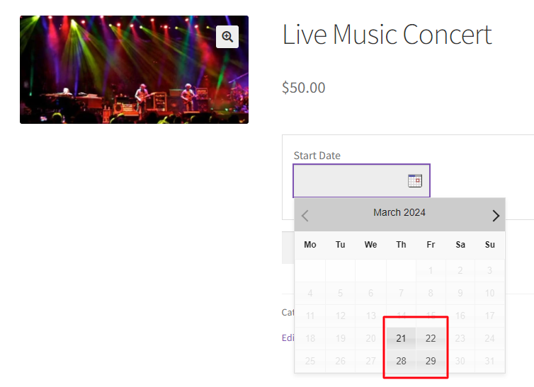 Specific Dates Booking in the Single Day Booking Type - Tyche Softwares Documentation