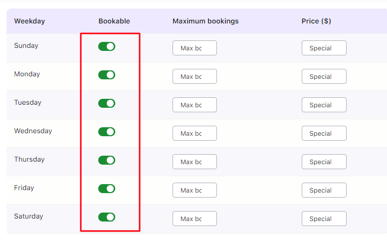 Maximum Bookings for days, dates and time slots - Tyche Softwares Documentation