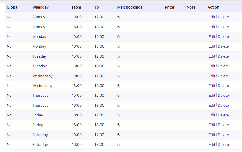 Maximum Bookings for days, dates and time slots - Tyche Softwares Documentation