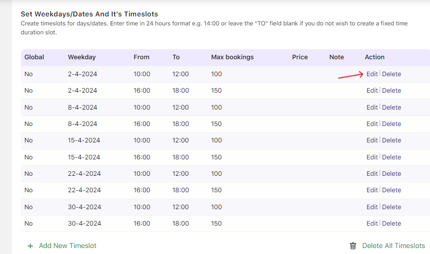 Maximum Bookings for days, dates and time slots - Tyche Softwares Documentation