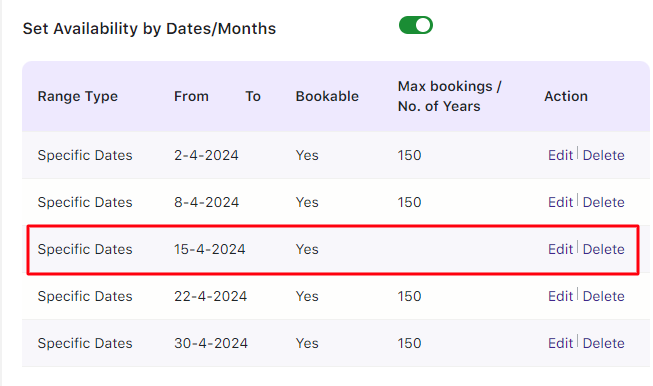 Maximum Bookings for days, dates and time slots - Tyche Softwares Documentation