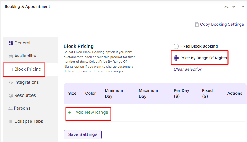 Price by Range for Variable Multiple Nights bookable products - Tyche Softwares Documentation