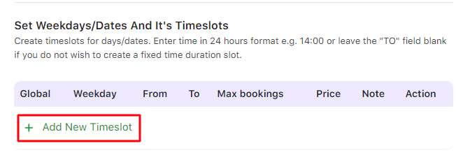 Set up time slot prices using the Fixed Time booking type - Tyche Softwares Documentation