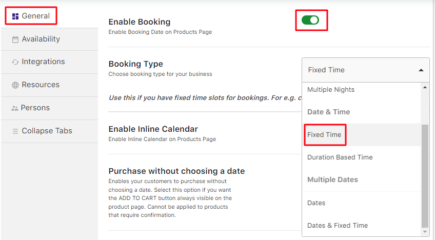 Set up Specific Dates with Timeslot using Fixed Time booking type - Tyche Softwares Documentation