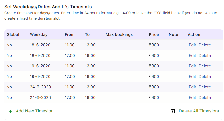 Set up Specific Dates with Timeslot using Fixed Time booking type - Tyche Softwares Documentation