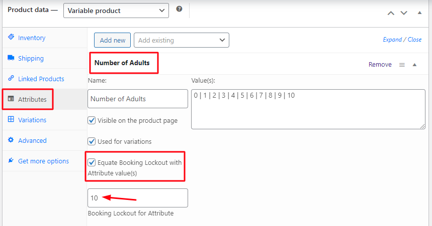 Set up lockout limit for attribute values which are considered as quantity in Variable Products - Tyche Softwares Documentation