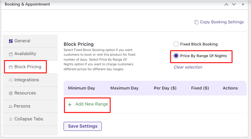 Price by Ranges for Simple Multiple Nights bookable products - Tyche Softwares Documentation