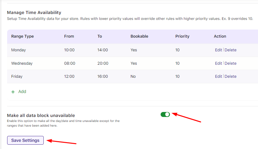 Managing Time Availability - Tyche Softwares Documentation