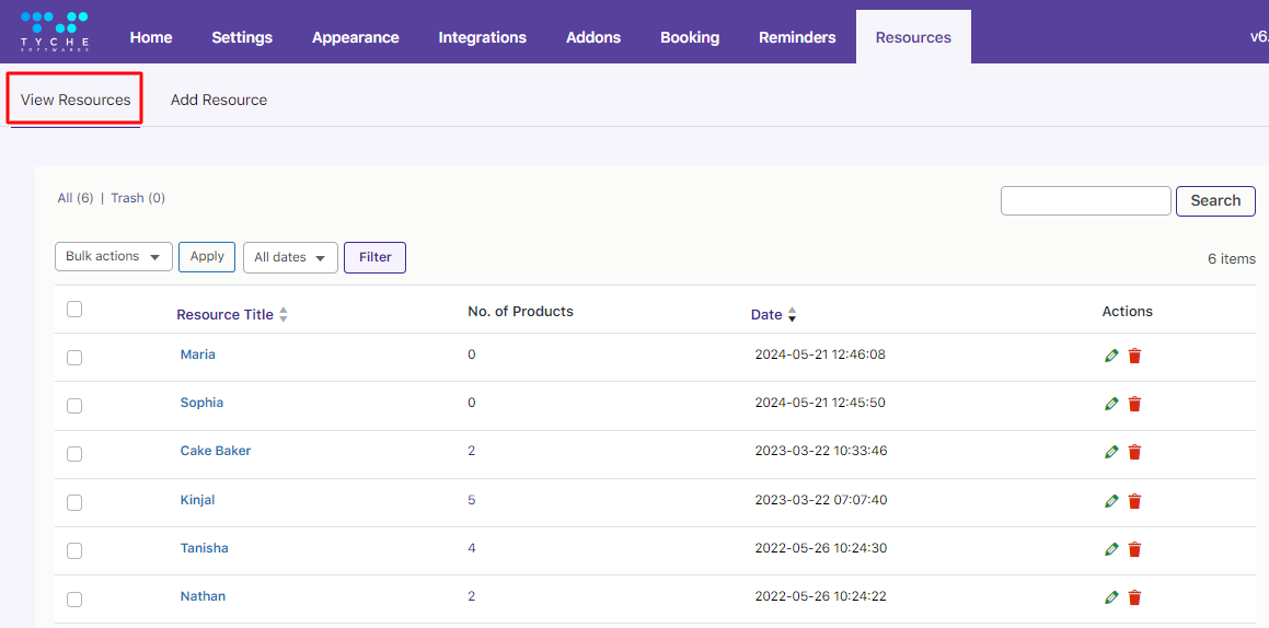 Adding and Viewing Resources - Tyche Softwares Documentation