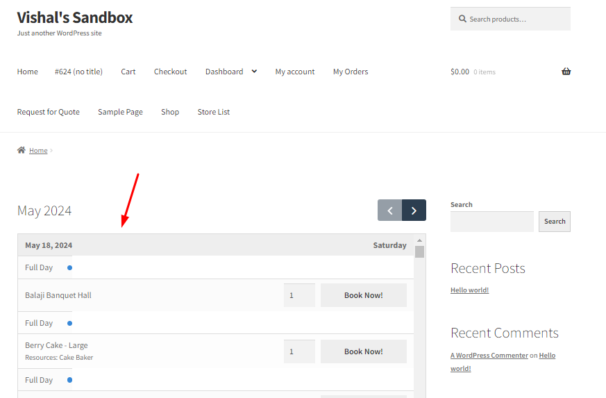 Available Bookings Block - Tyche Softwares Documentation