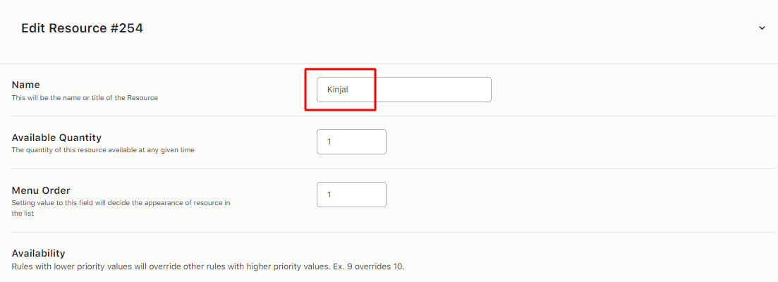 Setting the Availability of Resources - Tyche Softwares Documentation