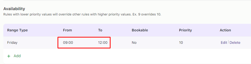 Setting the Availability of Resources - Tyche Softwares Documentation