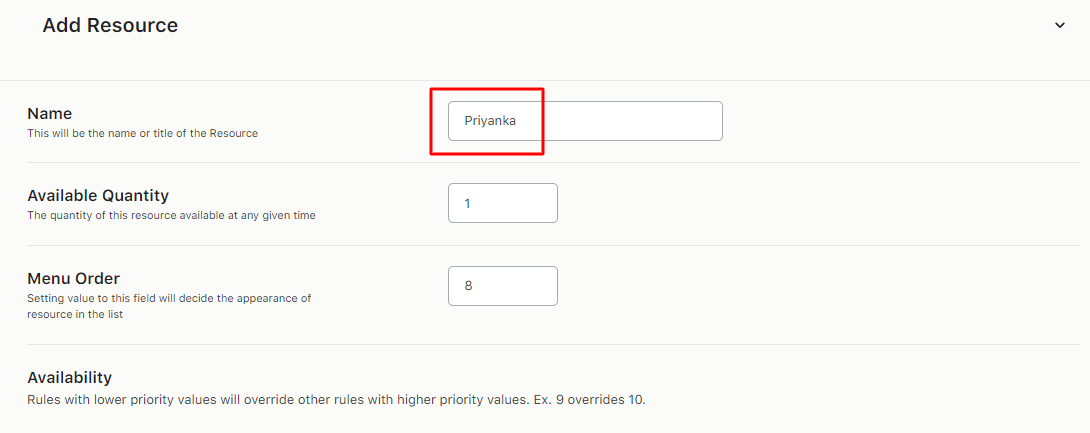 Setting the Availability of Resources - Tyche Softwares Documentation