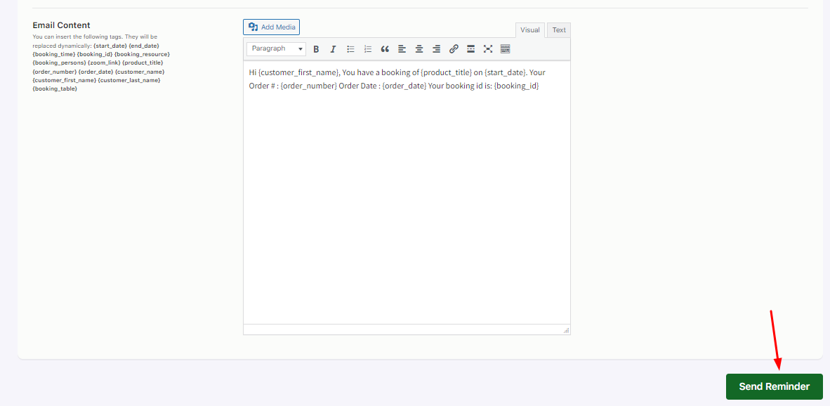 Create and Send Reminder Emails Manually - Tyche Softwares Documentation