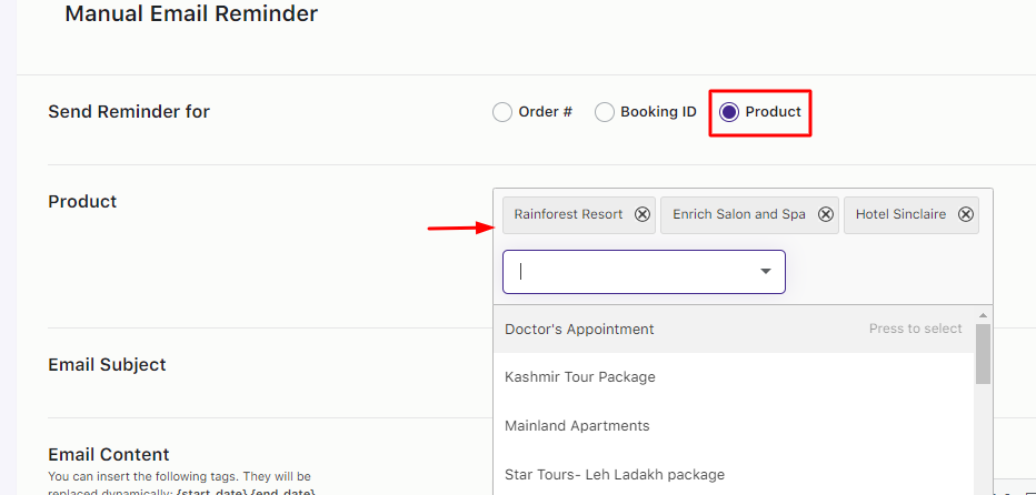 Create and Send Reminder Emails Manually - Tyche Softwares Documentation