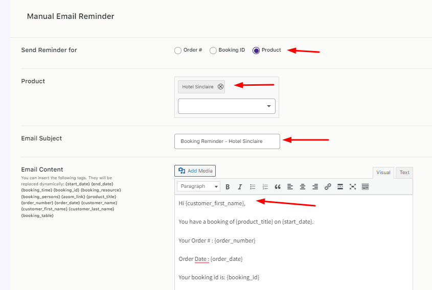 Create and Send Reminder Emails Manually - Tyche Softwares Documentation