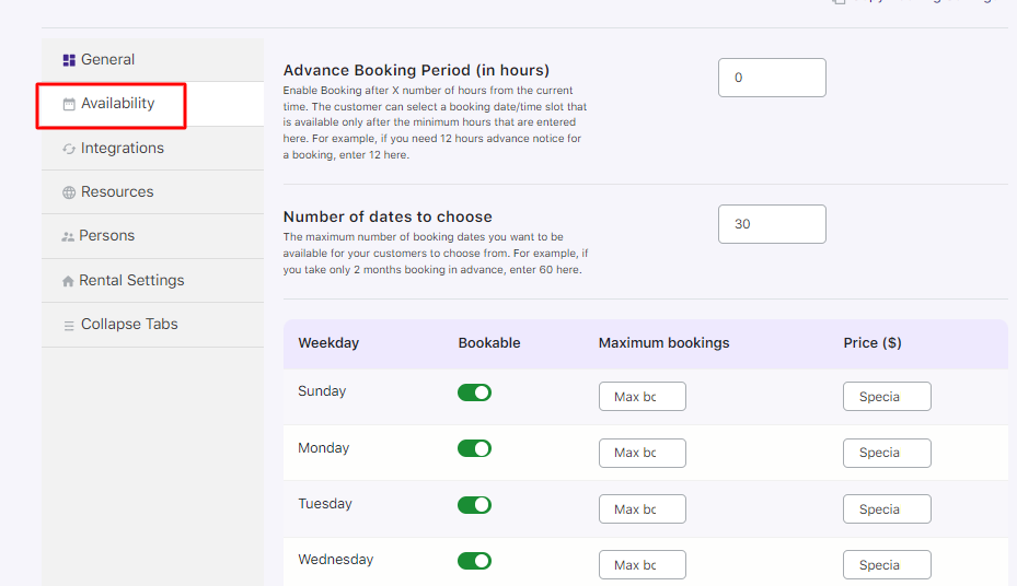 Managing Time Availability - Tyche Softwares Documentation
