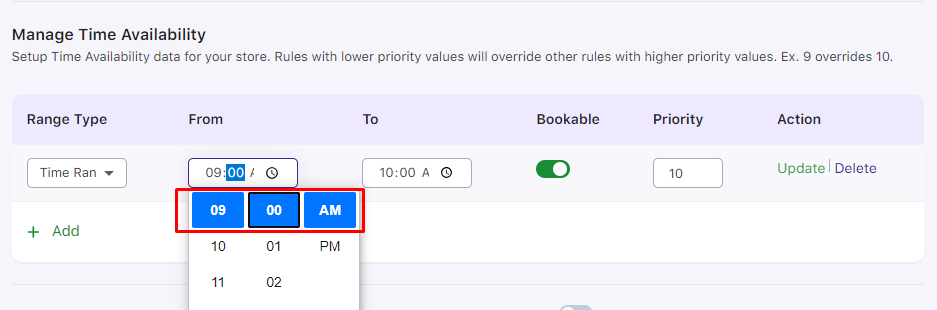 Managing Time Availability - Tyche Softwares Documentation