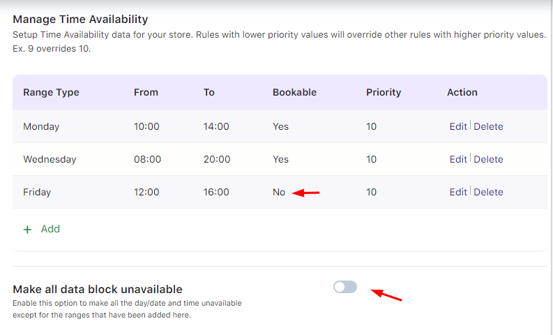 Managing Time Availability - Tyche Softwares Documentation