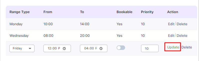 Managing Time Availability - Tyche Softwares Documentation