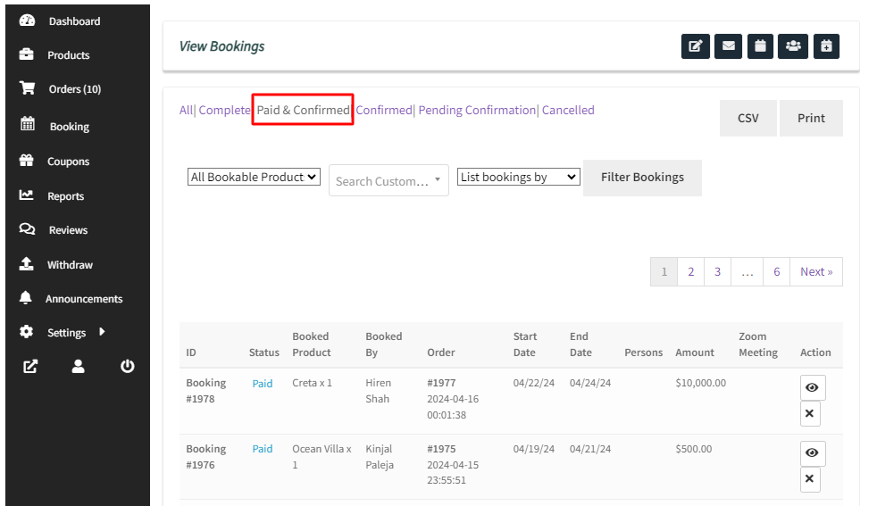 View Bookings for Dokan Vendors - Tyche Softwares Documentation