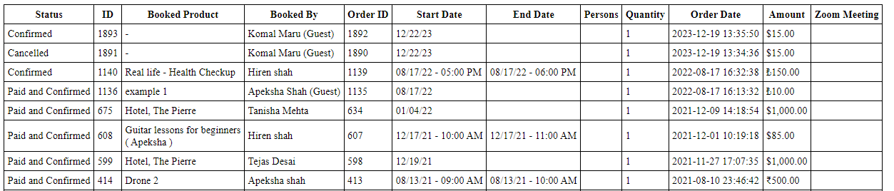 View Bookings for Dokan Vendors - Tyche Softwares Documentation