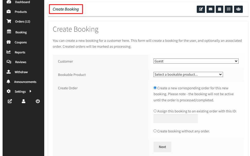 Creating Manual bookings for Dokan Vendors - Tyche Softwares Documentation