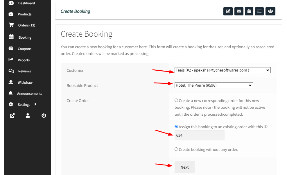 Creating Manual bookings for Dokan Vendors - Tyche Softwares Documentation