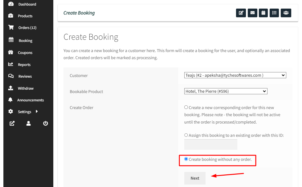 Creating Manual bookings for Dokan Vendors - Tyche Softwares Documentation