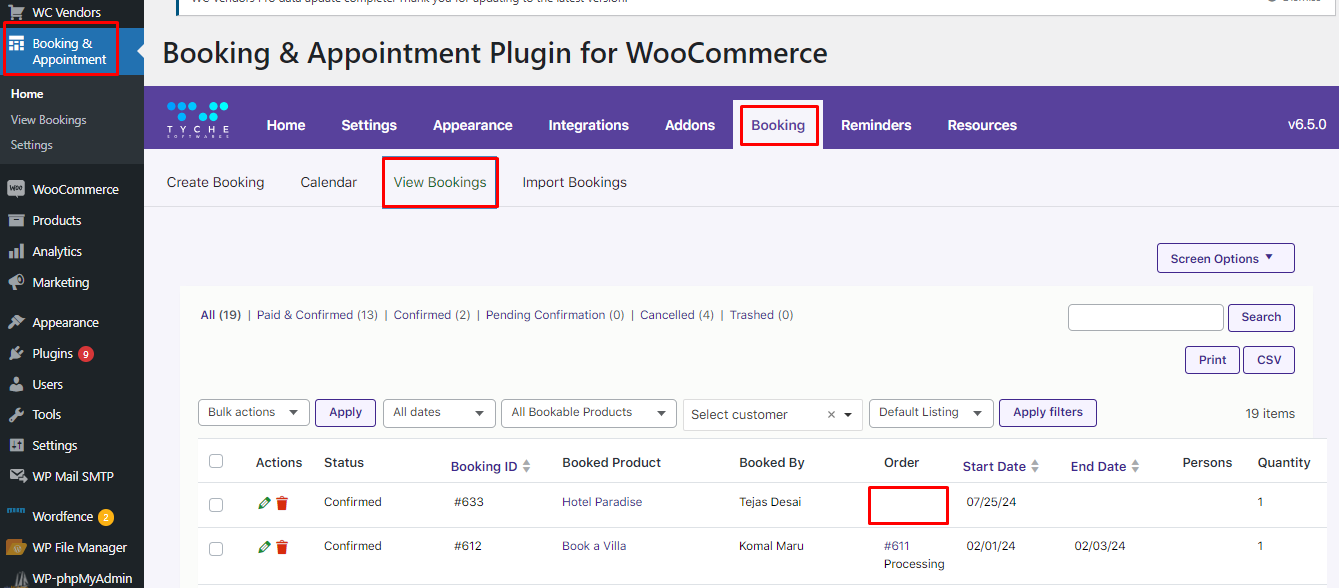 Creating manual bookings for WC Vendors - Tyche Softwares Documentation