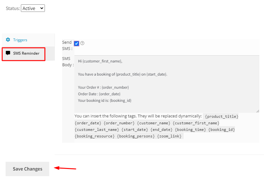 Sending Reminder Emails and SMS for bookings - Tyche Softwares Documentation