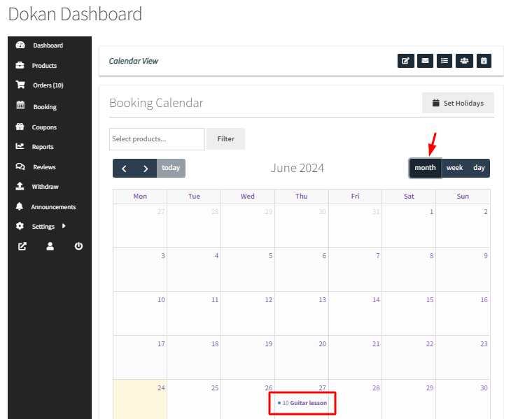 View bookings in the Calendar & set up Holidays for Dokan Vendors - Tyche Softwares Documentation