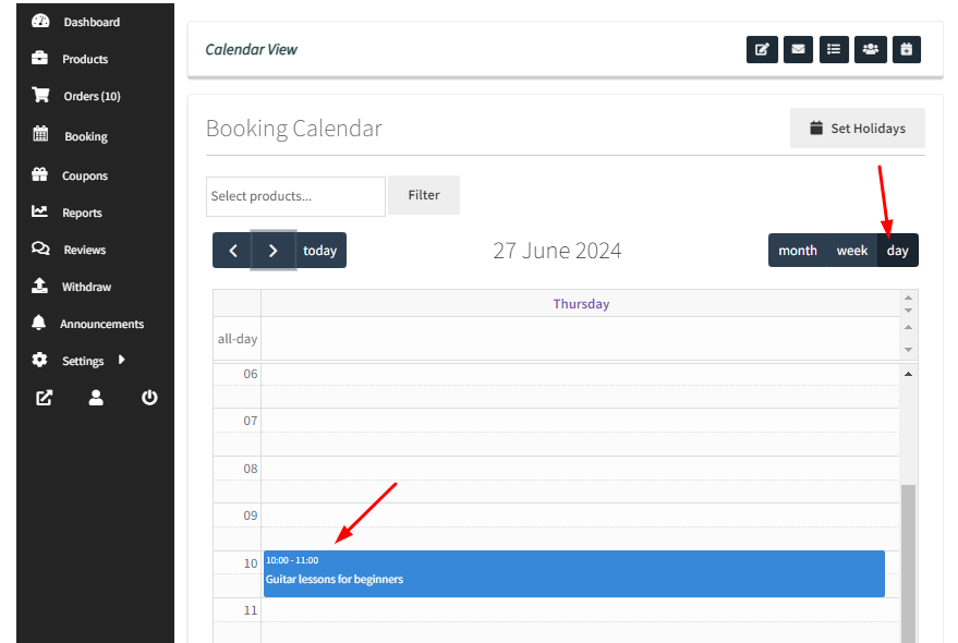 View bookings in the Calendar & set up Holidays for Dokan Vendors - Tyche Softwares Documentation