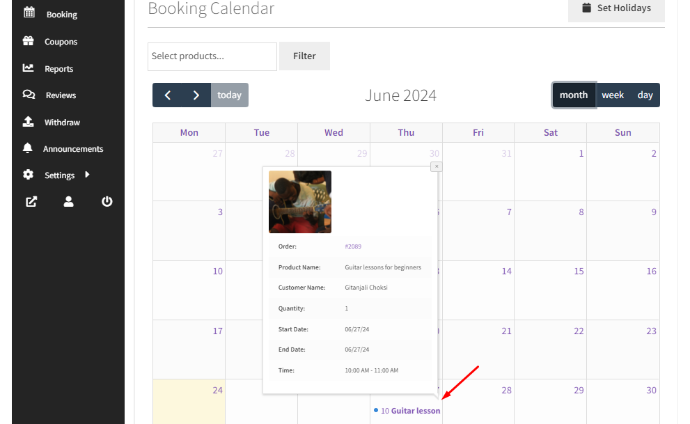 View bookings in the Calendar & set up Holidays for Dokan Vendors - Tyche Softwares Documentation