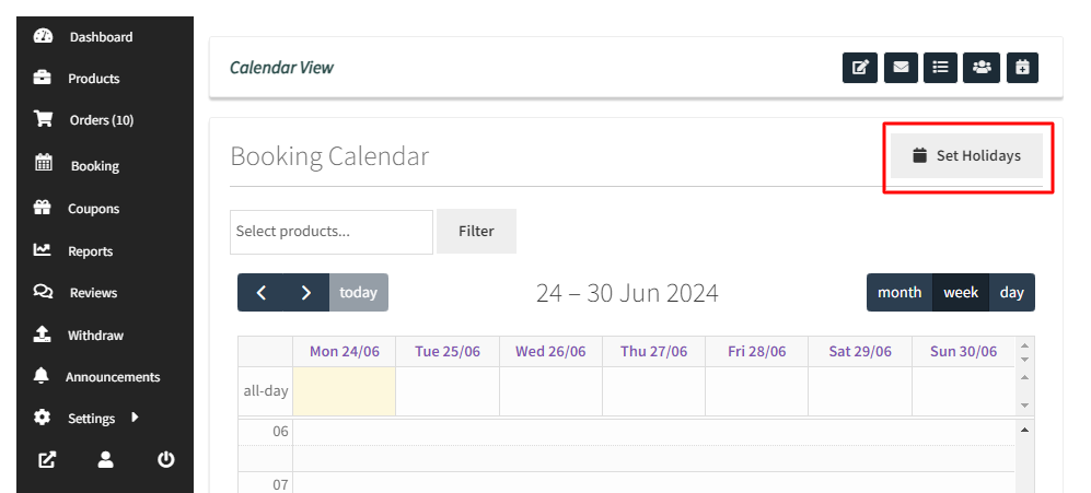 View bookings in the Calendar & set up Holidays for Dokan Vendors - Tyche Softwares Documentation