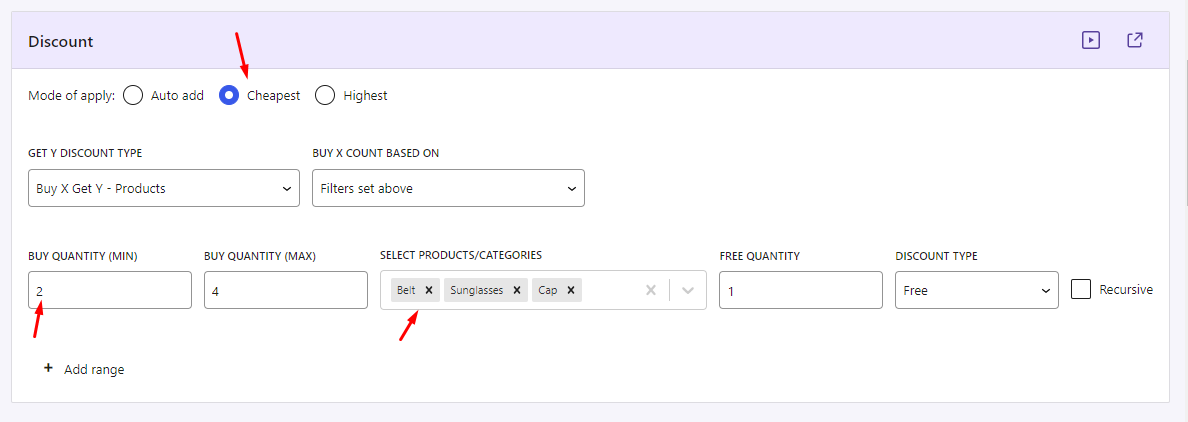 Applying Discounts: Auto Add Products vs. Discounts on Cheapest or Highest Products - Tyche Softwares Documentation