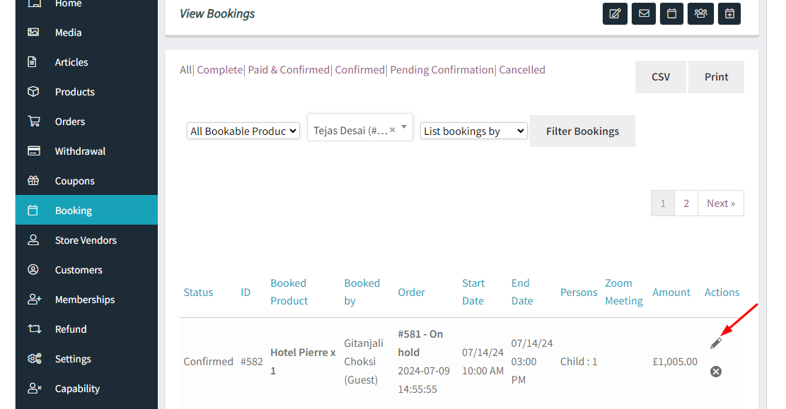 How WCFM Vendors can view booking details - Tyche Softwares Documentation