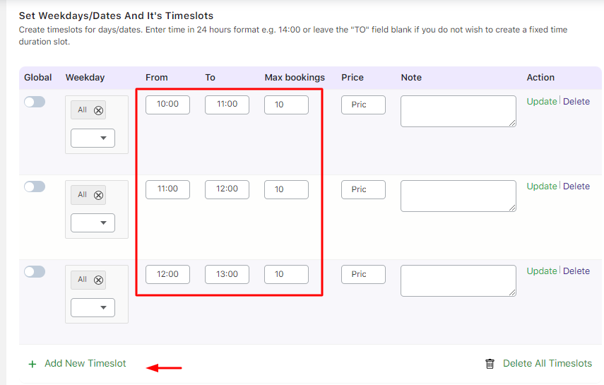 Multiple Time Slot Addon - Tyche Softwares Documentation