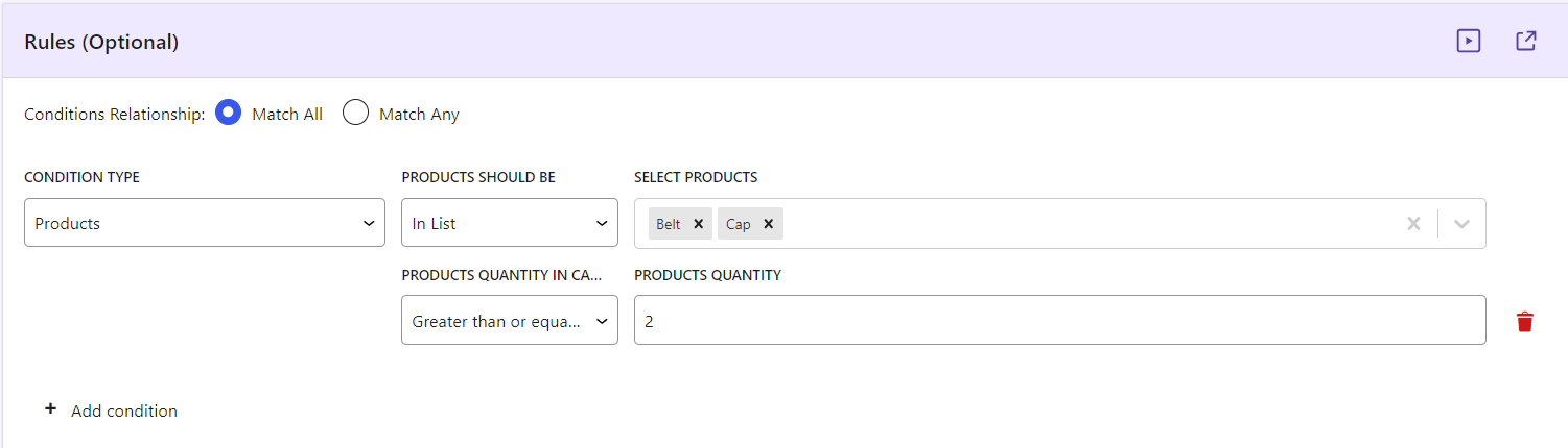 Buy Minimum Quantity 2 of Each Product X, Y and Get Product Z Free - Tyche Softwares Documentation