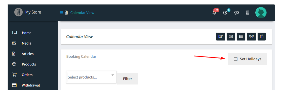 How WCFM Vendors can view bookings in the Calendar & set up Holidays - Tyche Softwares Documentation