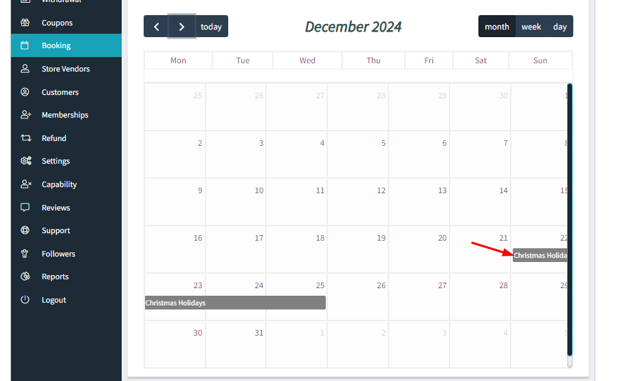 How WCFM Vendors can view bookings in the Calendar & set up Holidays - Tyche Softwares Documentation
