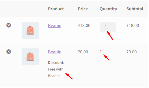 accessories product with quantity 1