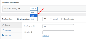 Set Currency Per Product 2 Set Currency Per Product - Tyche Softwares Documentation