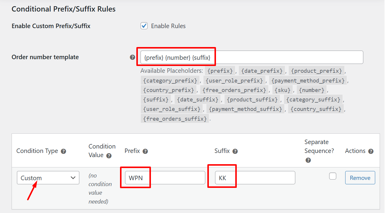 Conditional Prefix/Suffix Rules for Order Numbers - Tyche Softwares Documentation